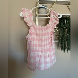 Plaid ruffle tank top